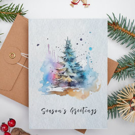 Tarjeta de Navidad de árbol de pino en acuarela – 