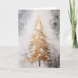 Tarjeta de Navidad de árbol dorado abstracto