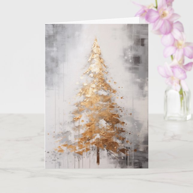 Tarjeta de Navidad de árbol dorado abstracto (Orquídea)