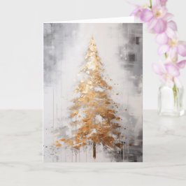 Tarjeta de Navidad de árbol dorado abstracto