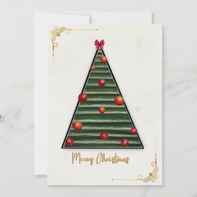 Tarjeta de Navidad de árbol geométrico moderno ele (Anverso)