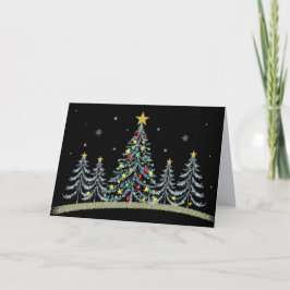 Tarjeta de Navidad de Árboles Bonitamente Decorado