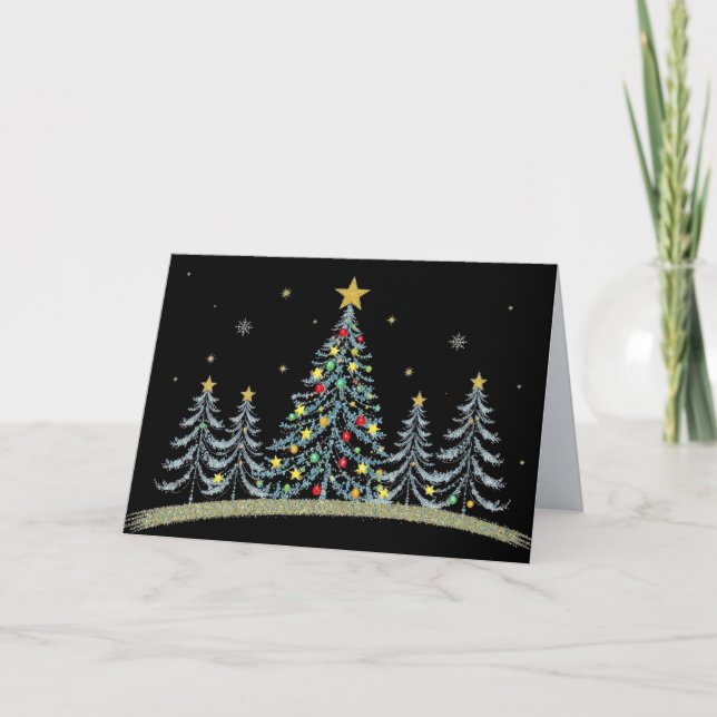 Tarjeta de Navidad de Árboles Bonitamente Decorado (Anverso)