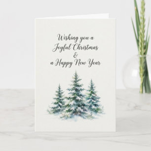 Tarjeta de Navidad de árboles de pino acuarela