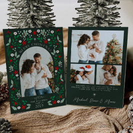 Tarjeta de Navidad de Archivo Floral con Foto