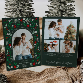 Tarjeta de Navidad de Archivo Floral con Foto