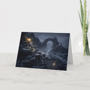 Tarjeta de Navidad de Arco de Ruina Gótica Nevada