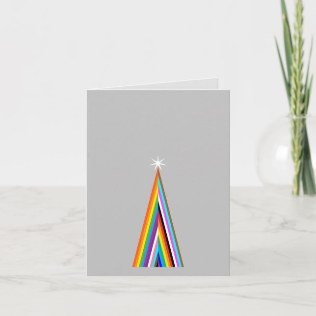 Tarjeta de Navidad de arcoíris minimalista (Anverso)