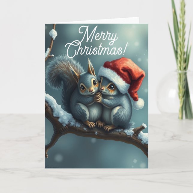 Tarjeta de Navidad de Ardilla (Anverso)