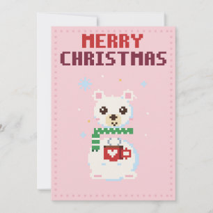 Tarjeta de Navidad de Arte en Píxeles de Oso Polar