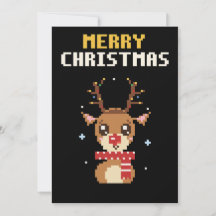 Tarjeta de Navidad de Arte en Píxeles de Reno