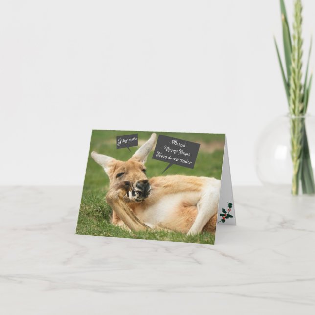 Tarjeta de navidad de Australia; canguro (Anverso)