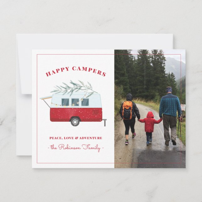 Tarjeta de Navidad de Aventura de Campamento Retro (Anverso)