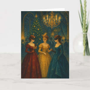Tarjeta de Navidad de Baile de Máscaras