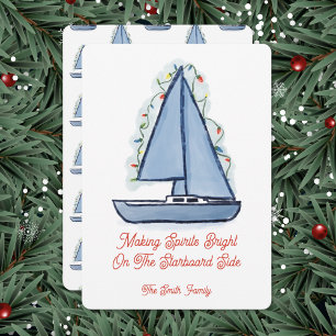 Tarjeta de Navidad de barco de vela