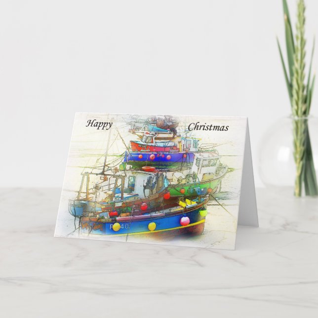 Tarjeta de Navidad de barcos (Anverso)