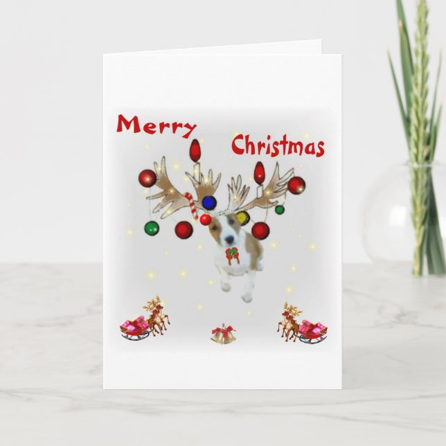 tarjeta de Navidad de Basenji del reno (Anverso)