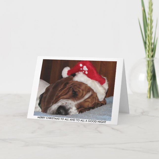 Tarjeta de Navidad de Basset Hound (Anverso)