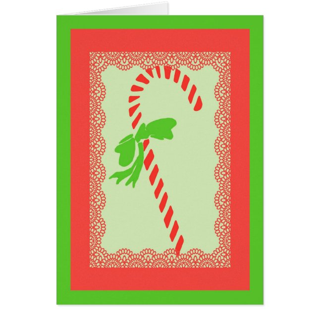 Tarjeta de Navidad de Bastón de Caramelo (Frente)