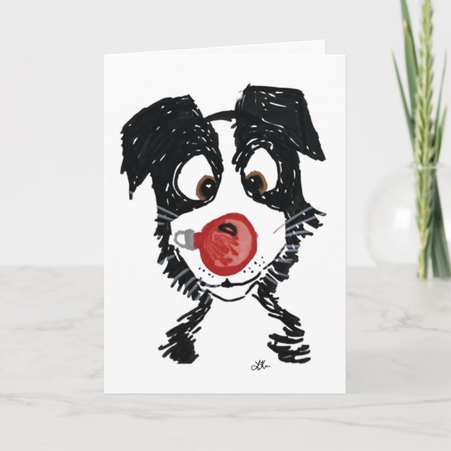 Tarjeta de Navidad de Bauble Pup (Anverso)