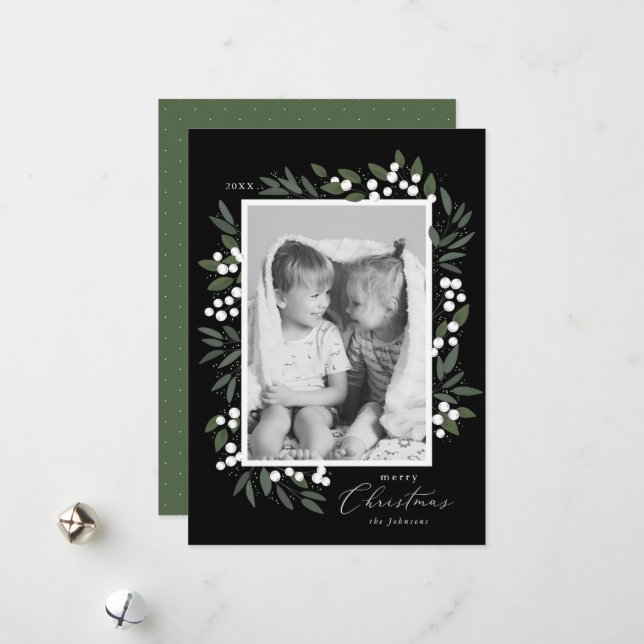 Tarjeta de Navidad de Bayas Navideñas (Anverso/Reverso In Situ)