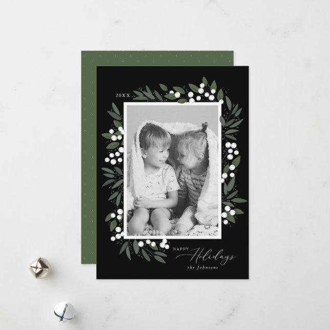 Tarjeta de Navidad de Bayas Navideñas (Anverso/Reverso In Situ)