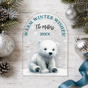 Tarjeta de Navidad de bebé oso polar transparente