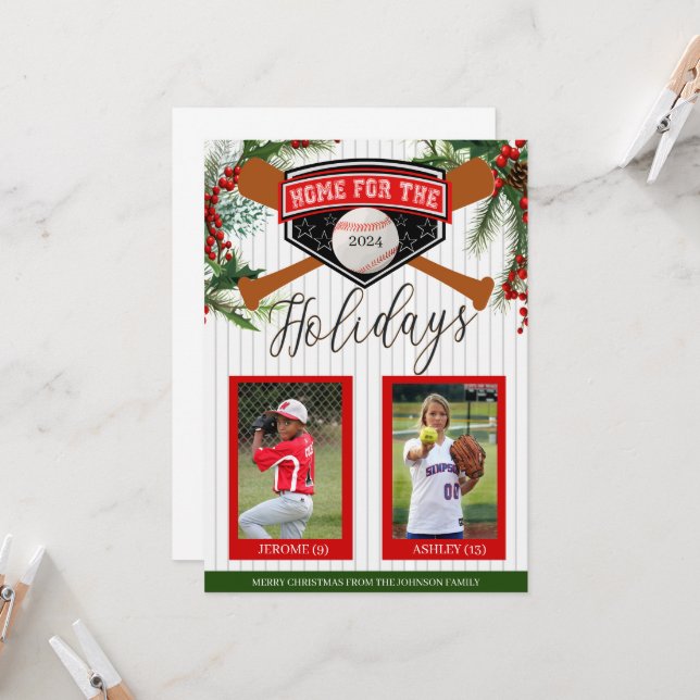 Tarjeta de Navidad de Béisbol (Anverso/Reverso In Situ)