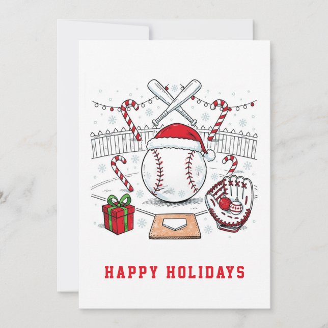 Tarjeta de Navidad de béisbol (Anverso)