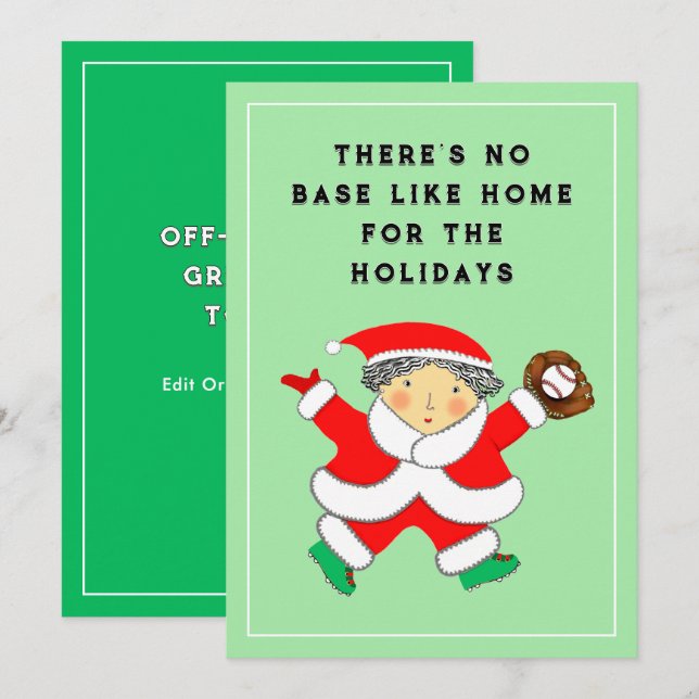 Tarjeta de Navidad de béisbol (Anverso / Reverso)