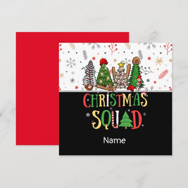 Tarjeta de Navidad de béisbol árbol de Navidad cop (Anverso / Reverso)