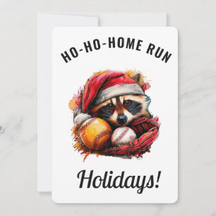 Tarjeta de Navidad de béisbol Ho-Ho-Home Run — Per