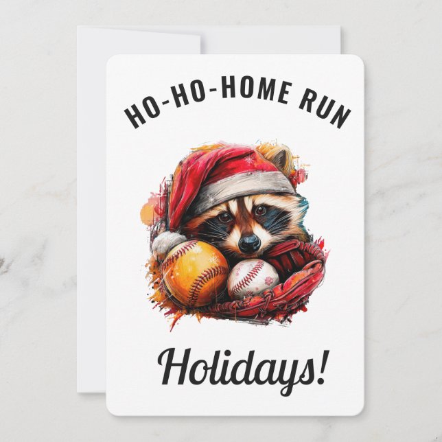 Tarjeta de Navidad de béisbol Ho-Ho-Home Run — Per (Anverso)