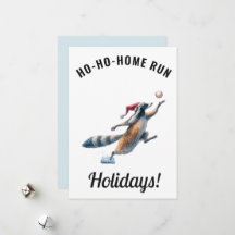 Tarjeta de Navidad de béisbol – Mapache “Ho-Ho-Hom