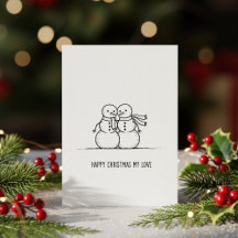 Tarjeta de Navidad de Beso de Muñeco de Nieve para