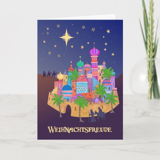 Tarjeta de Navidad de Bethlehem Alemana de Felicit (Anverso)