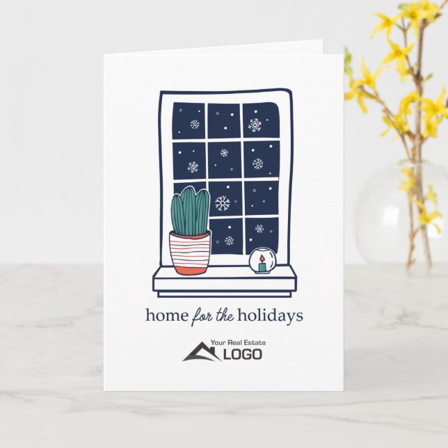 Tarjeta de Navidad de bienes raíces para hogar en  (flor amarilla)
