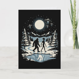 Tarjeta de Navidad de Bigfoot Alien Criptozoología