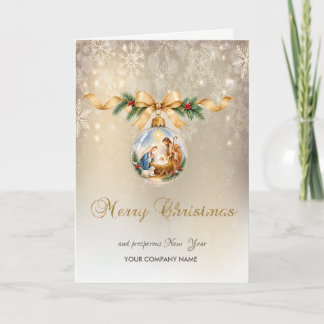 Tarjeta de Navidad de Bola de Navidad Pesebre Copo