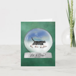 Tarjeta de Navidad de Bola de Nieve con Gato con P