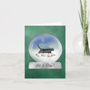 Tarjeta de Navidad de Bola de Nieve con Gato con P