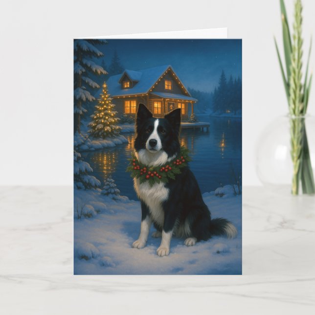 Tarjeta de Navidad de Border Collie (Anverso)