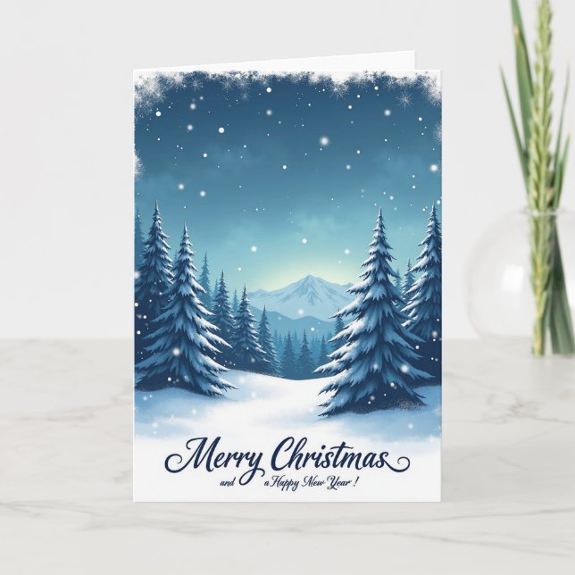 Tarjeta de Navidad de Bosque de Hoja Perenne (Anverso)