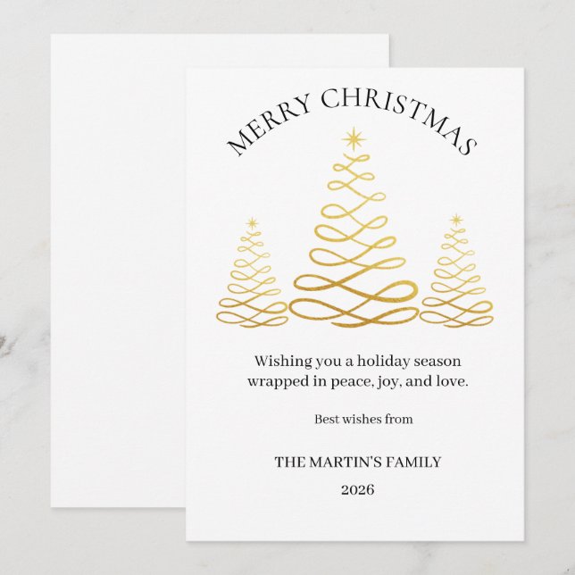 Tarjeta de Navidad de bosque en acuarela (Anverso / Reverso)