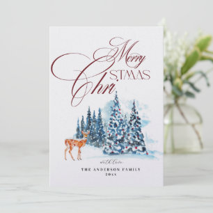 Tarjeta de Navidad de bosque invernal elegante