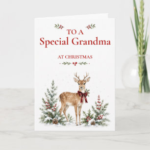 Tarjeta de Navidad de Bosque Invernal para Abuela