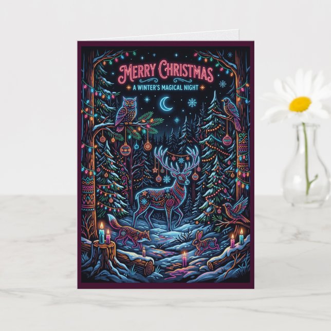 Tarjeta de Navidad de Bosque Rústico Fiesta Forest (Planta pequeña)