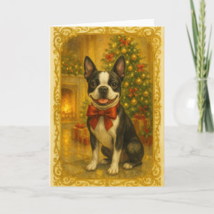 Tarjeta de Navidad de Boston Terrier