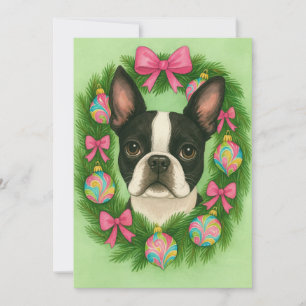 Tarjeta de Navidad de Boston Terrier