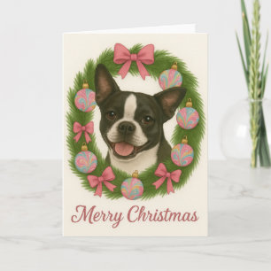 Tarjeta de Navidad de Boston Terrier